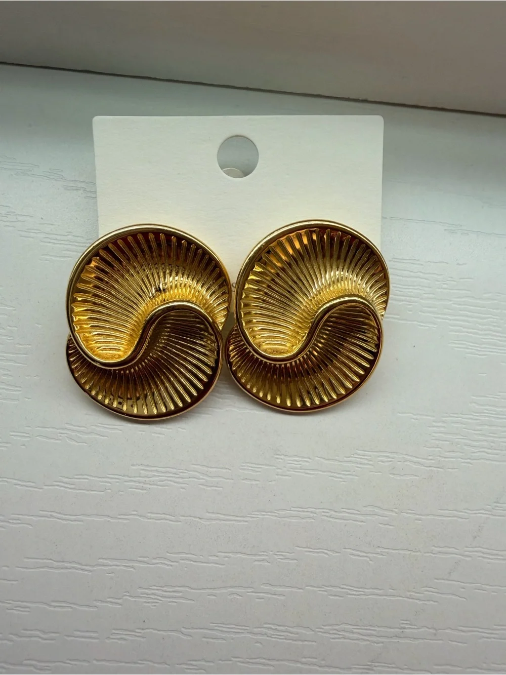 Gold Sculpted Swirl Clip-On Earrings - Women Accessories